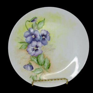 Hand Painted Decorative Plate - Pansies